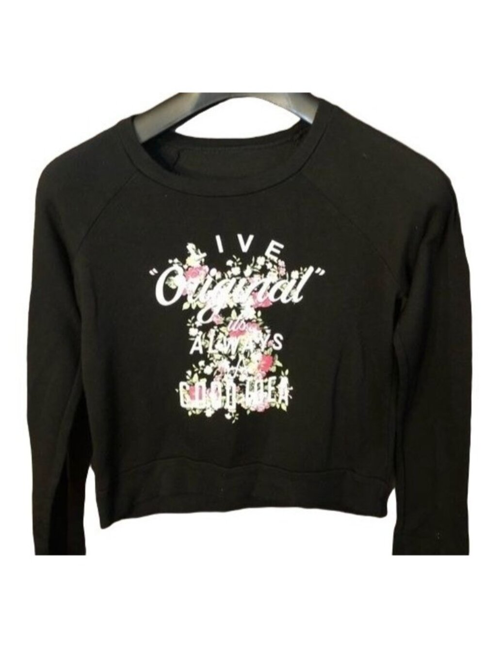 Black graphic medium kids floral sweatshirt live original its always a good READ